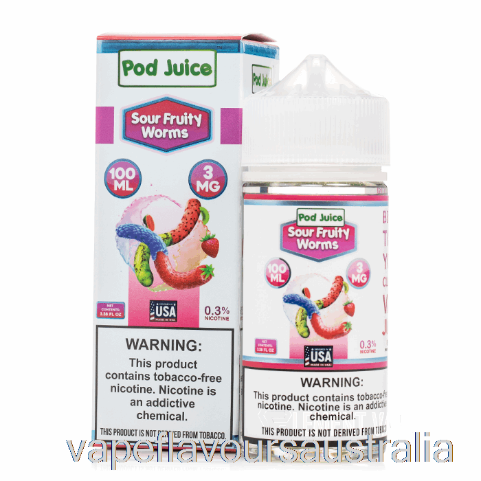 Vape Australia Sour Fruity Worms - Pod Juice - 100mL 0mg